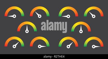 Meter sign infographic gauge element from red to green and green to red vector illustration Stock Vector