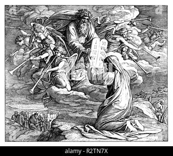 Moses With Ten Commandments Drawing Black and White Stock Photo - Alamy