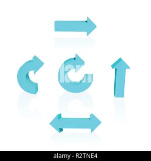 Set of arrows. 3D. Blue color Vector illustration. Stock Vector