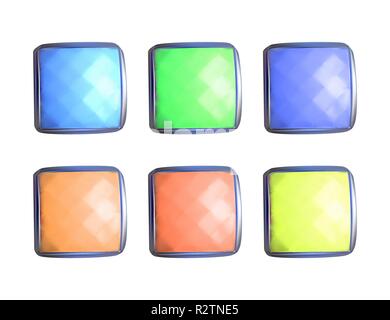 Colorful square gems. Vector illustration. Set of expensive stones. Stock Vector