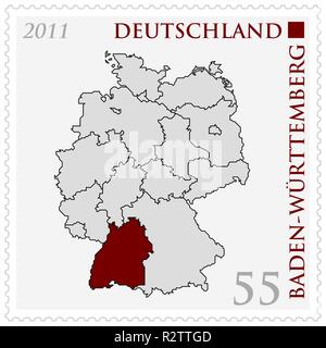 highlighted germany map,baden-wÃ¼rttemberg Stock Photo