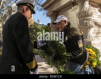 U S Navy Capt Jack Killman Commodore Amphibious Squadron Four Speaks On Camera With Marvin Scott Pix11 Journalist At The Veterans Day Parade Nov 11 2018 Veterans Week New York City 2018 Honors