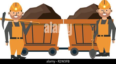 Mining and workers cartoon Stock Vector