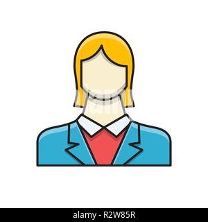 Employee Woman Filled Related Flat Vector Icon Stock Vector