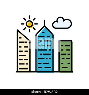 City Building Filled Related Vector Icon Stock Vector