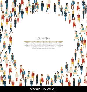 Large group of people in the shape of circle. Vector illustration Stock Vector