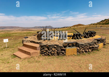 Memorial to the Zulu warriors. Isandlwana Battlefield, KwaZulu Natal, South Africa Stock Photo