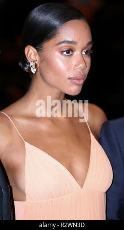 CANNES, FRANCE – MAY 14, 2018: Laura Harrier attends the screening of 'Blackkklansman' during the 71st Festival de Cannes (Photo: Mickael Chavet) Stock Photo