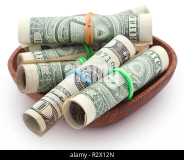 Rolled US Dollar over white background Stock Photo