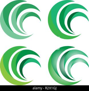 eco green logo, circle leaves grass nature plant symbol design vector Stock Vector