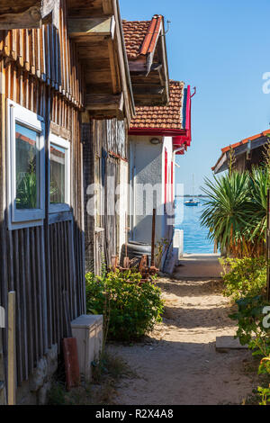 Arcachon Bay (France), fishers houses in the oyster village of L'Herbe, a conservation area near the Cap Ferret Stock Photo