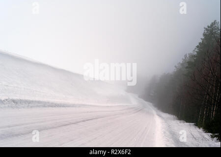 Winter landscape with country road Stock Photo