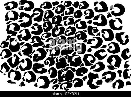 Black and white leopard pattern. Animal skin grunge texture. Vector illustration. Stock Vector