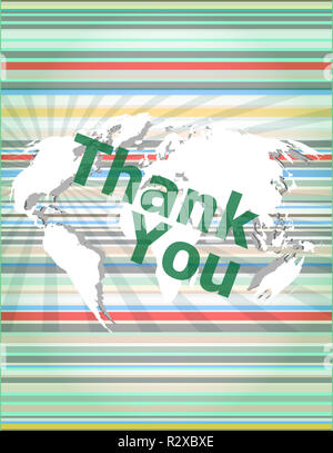 The word thank you on digital screen, social concept. concept of citation, info, testimonials, notice, textbox Stock Photo