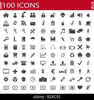 100 icons Stock Photo
