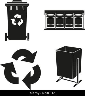 Black and white trash silhouette collection Stock Vector