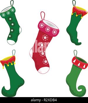 Set of Christmas Socks Icon Symbol Design. Vector Christmas illustration isolated on white background. Vector illustration for christmas, new year, de Stock Vector