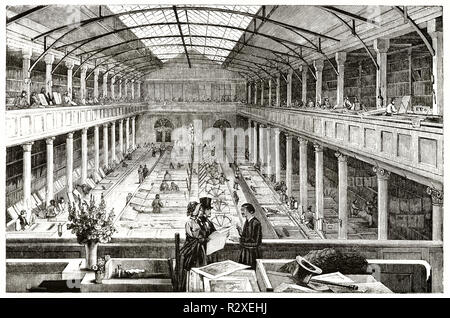 Old view of a lithography building interior, Paris. By unidentified author, publ. on Magasin Pittoresque, Paris, 1846 Stock Photo