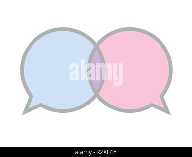 communication sign icon blue and pink speech bubble symbol vector illustration EPS10 Stock Vector