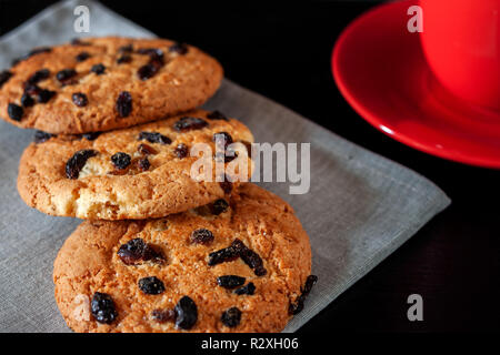 Shortbread with raisins on the table Stock Photo