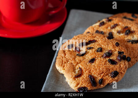 Shortbread with raisins on the table Stock Photo