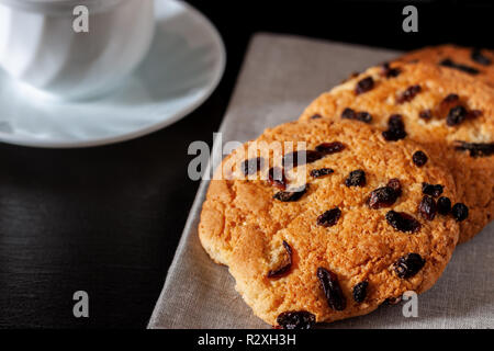 Shortbread with raisins on the table Stock Photo