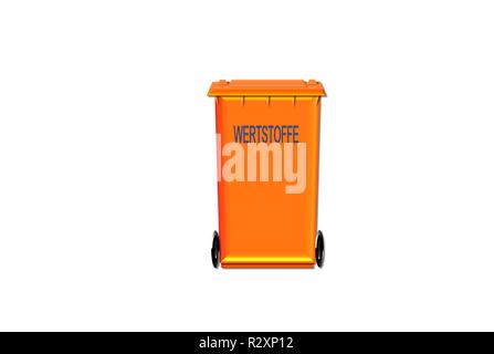 new orange recycle bin Stock Photo