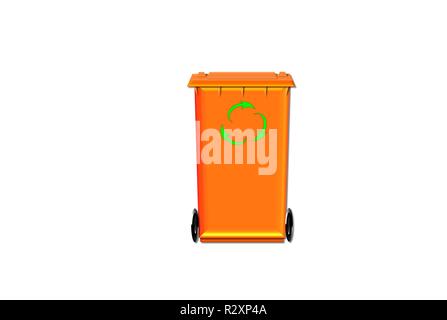 Â new recycling bin orange Stock Photo