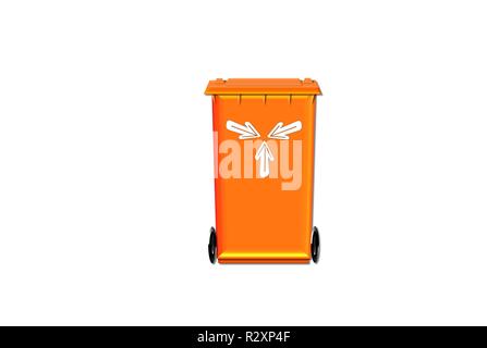 Â new recycling bin orange Stock Photo