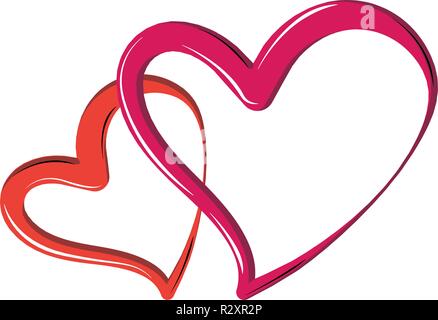 Two hearts cartoon Stock Vector