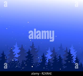 Abstract background with trees. Forest wilderness landscape. Template for your design works. Hand drawn vector illustration Stock Vector