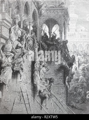 Digital improved reproduction, The massacre at the Siege of Antioch took place during the First Crusade in 1097 and 1098. Gemetzel in Antiochia, from an original print published in the 19th century Stock Photo