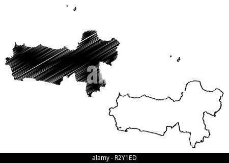 Central Java (Subdivisions of Indonesia, Provinces of Indonesia) map vector illustration, scribble sketch Jawa Tengah map Stock Vector