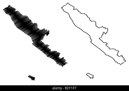 Bengkulu (Subdivisions of Indonesia, Provinces of Indonesia) map vector illustration, scribble sketch Bencoolen or British Bencoolen map Stock Vector