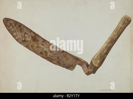 Hay Knife, c. 1938. Creator: Samuel Faigin available as Framed