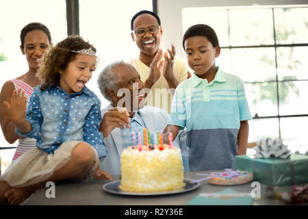 Family celebrating a birthday Stock Photo