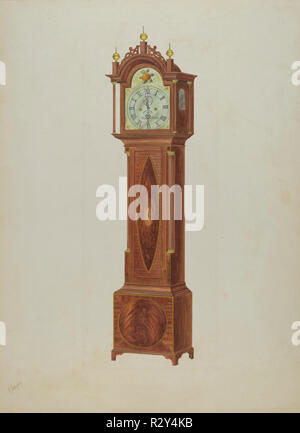 Tall Clock. Dated: c. 1938. Dimensions: overall: 55.9 x 40.6 cm (22 x 16 in.). Medium: watercolor, graphite, and pen and ink on paperboard. Museum: National Gallery of Art, Washington DC. Author: ARTHUR JOHNSON. Stock Photo