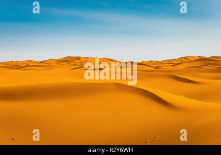 Majestic beautiful scene of Merzouga dunes of Sahara desert Morocco Stock Photo