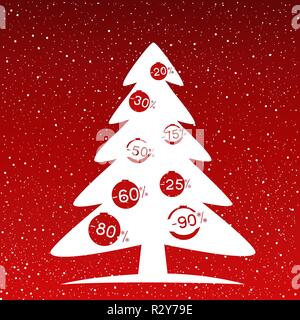 fir-tree winter discounts Christmas sale Stock Vector