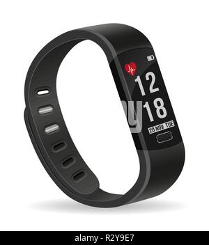 digital smart fitness watch bracelet with touchscreen stock vector illustration isolated on white background Stock Vector