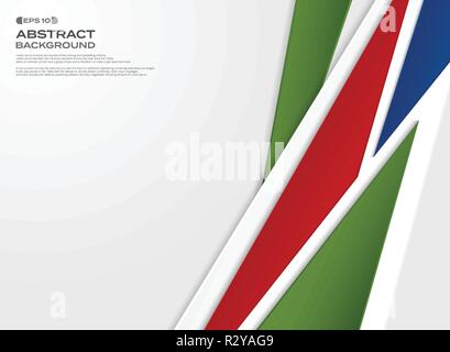 Abstract of gradient red blue green paper cut background, vector eps10 Stock Vector