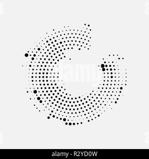 Abstract business background with circular halftone design in the form of an open circle of black dots around the circle. Stock Vector