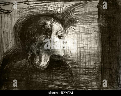 The Sick Child I 1896 Edvard Munch Norway Norwegian 1863 - 1944 20th, century, (Black and White Drawing)