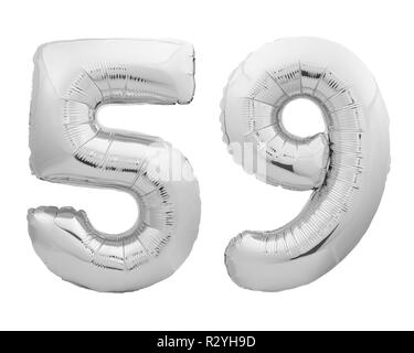 Silver number 59 fifty nine made of inflatable balloon Stock Photo