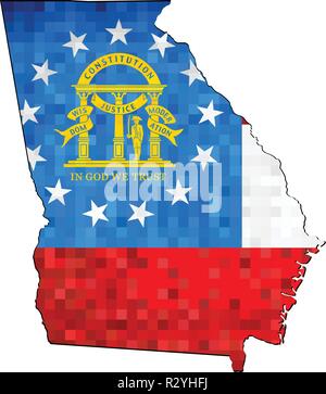 Grunge Georgia map with flag inside - Illustration,  Map of Georgia vector,   Abstract grunge mosaic flag of Georgia Stock Vector