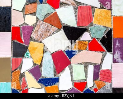 Abstract multicolored mosaic texture of broken ceramic tiles as a creative background Stock Photo