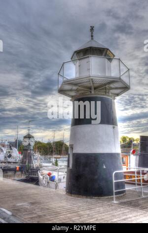 Oslo, Norwegen, Uhrturm, Ziffernblatt, Zeiger, Zeit, Uhrzeit, Turm, Karl Johans Gate, Glockenspiel, Aker Brygge, Hafen, Stadtzentrum, Leuchtturm, Kai, Stock Photo