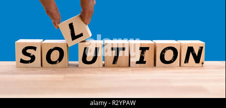Dices form the word "SOLUTION" Stock Photo