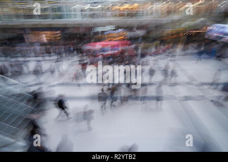 Imprssionistic view of crowded busy railway station Stock Photo