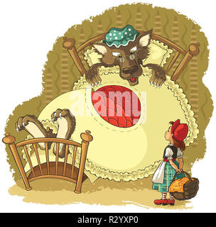 Cartoon Illustration of Bad Wolf Character from Little Red Riding Hood  Fairy Tale Stock Photo - Alamy